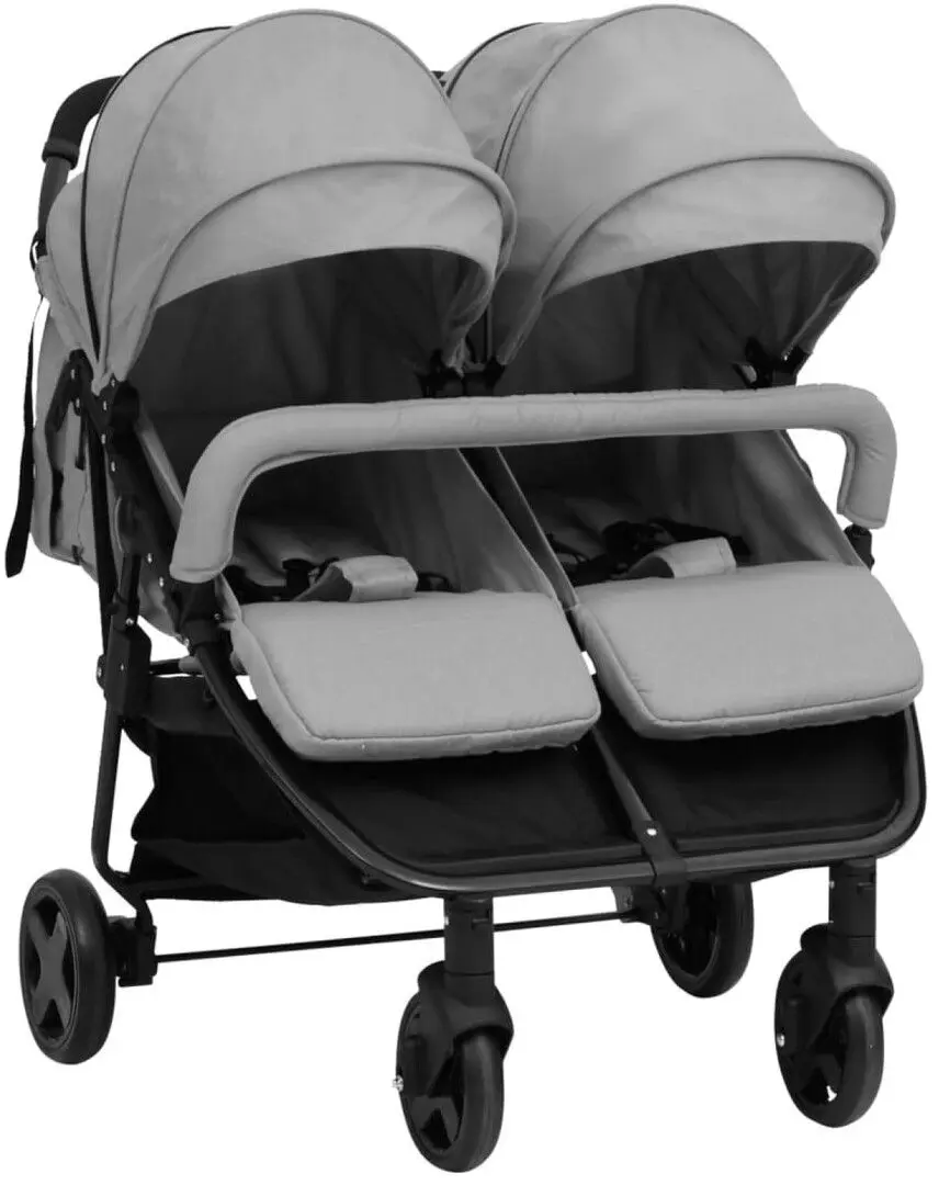 Carucior pentru gemeni VidaXL 10359 (Light Grey/Black)