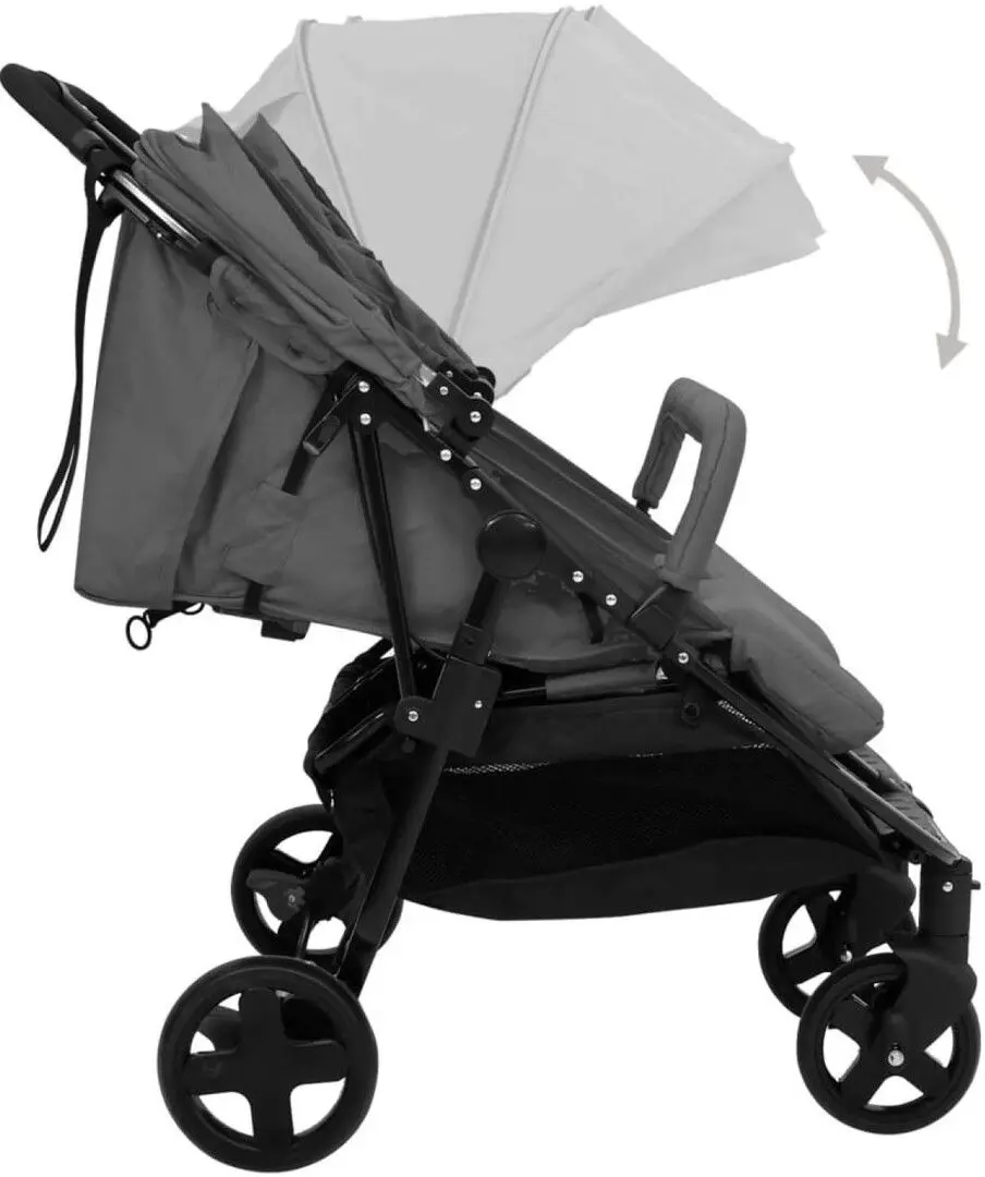 Коляска для двойни VidaXL 10360 (Dark Grey/Black)