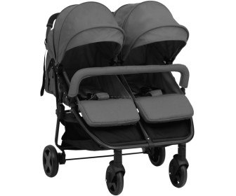 Carucior pentru gemeni VidaXL 10360 (Dark Grey/Black)