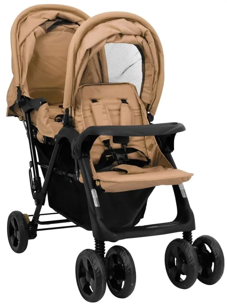 Carucior pentru gemeni VidaXL Tandem Twin 10349 (Taupe Grey)