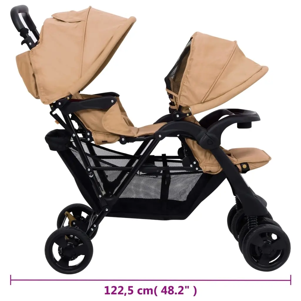 Carucior pentru gemeni VidaXL Tandem Twin 10349 (Taupe Grey)