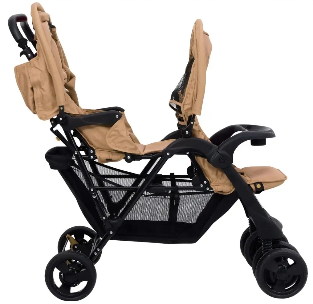 Carucior pentru gemeni VidaXL Tandem Twin 10349 (Taupe Grey)