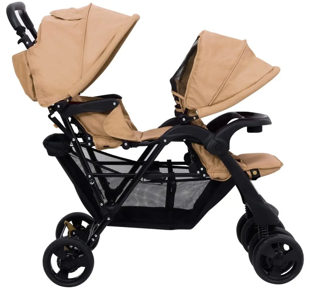 Carucior pentru gemeni VidaXL Tandem Twin 10349 (Taupe Grey)