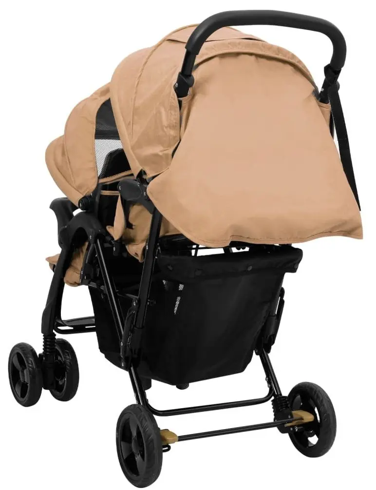 Carucior pentru gemeni VidaXL Tandem Twin 10349 (Taupe Grey)