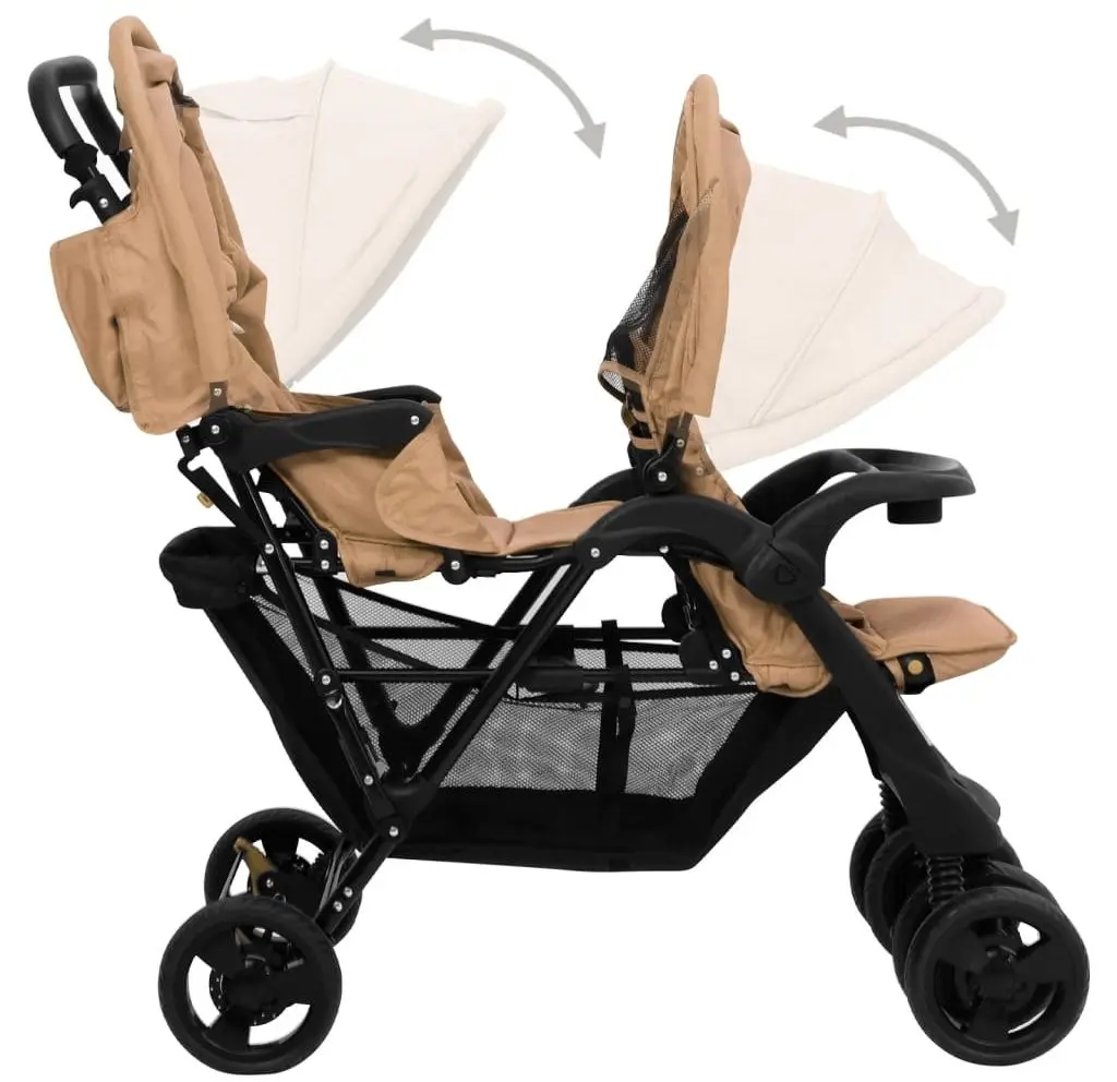 Carucior pentru gemeni VidaXL Tandem Twin 10349 (Taupe Grey)