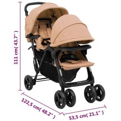 Carucior pentru gemeni VidaXL Tandem Twin 10349 (Taupe Grey) Thumb