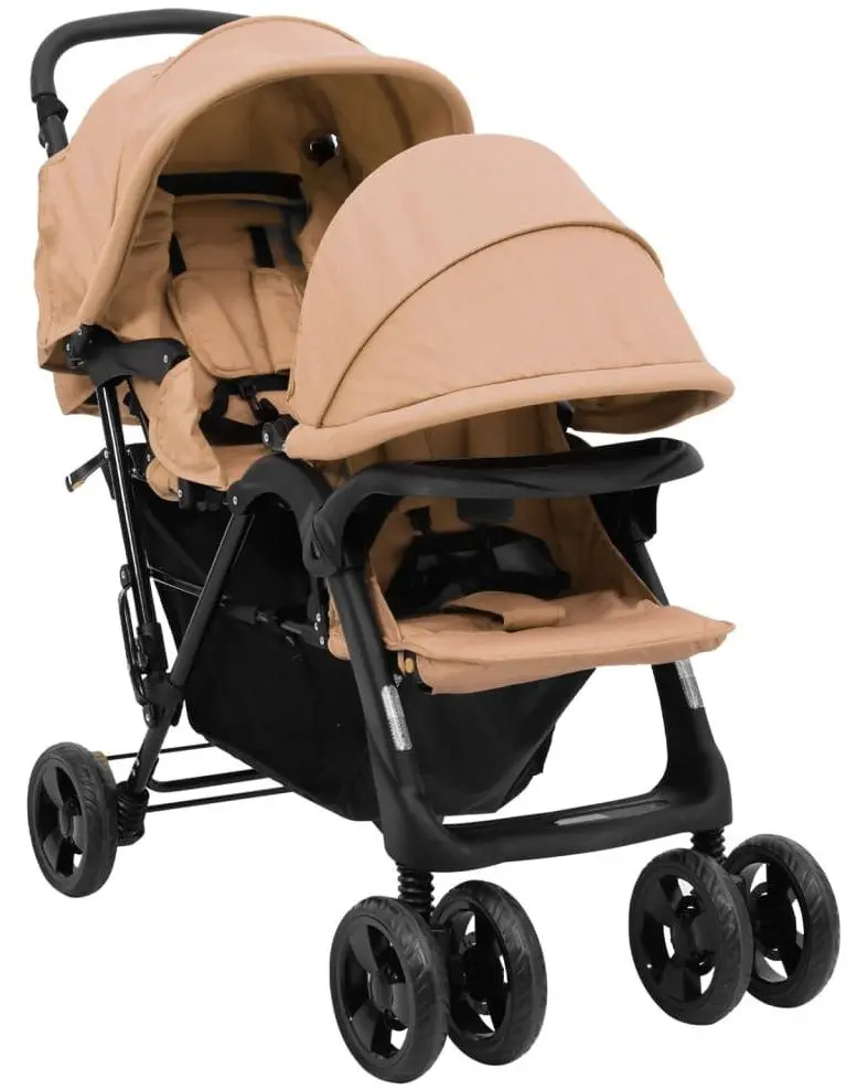 Carucior pentru gemeni VidaXL Tandem Twin 10349 (Taupe Grey)