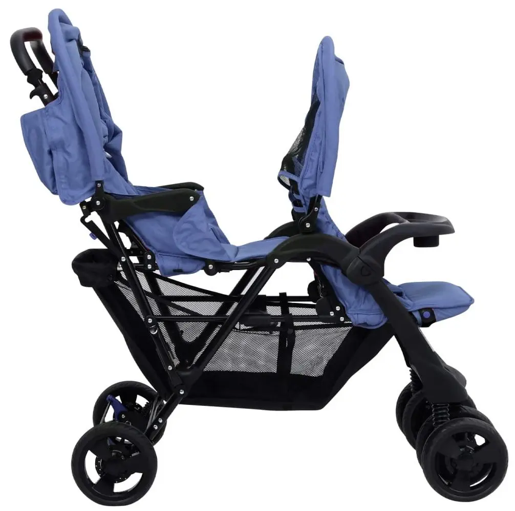 Carucior pentru gemeni VidaXL Tandem Twin 10350 (Navy Blue)