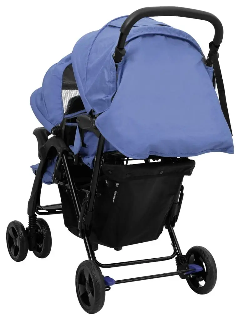 Carucior pentru gemeni VidaXL Tandem Twin 10350 (Navy Blue)