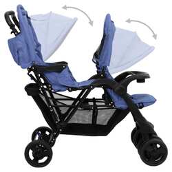 Carucior pentru gemeni VidaXL Tandem Twin 10350 (Navy Blue) Thumb