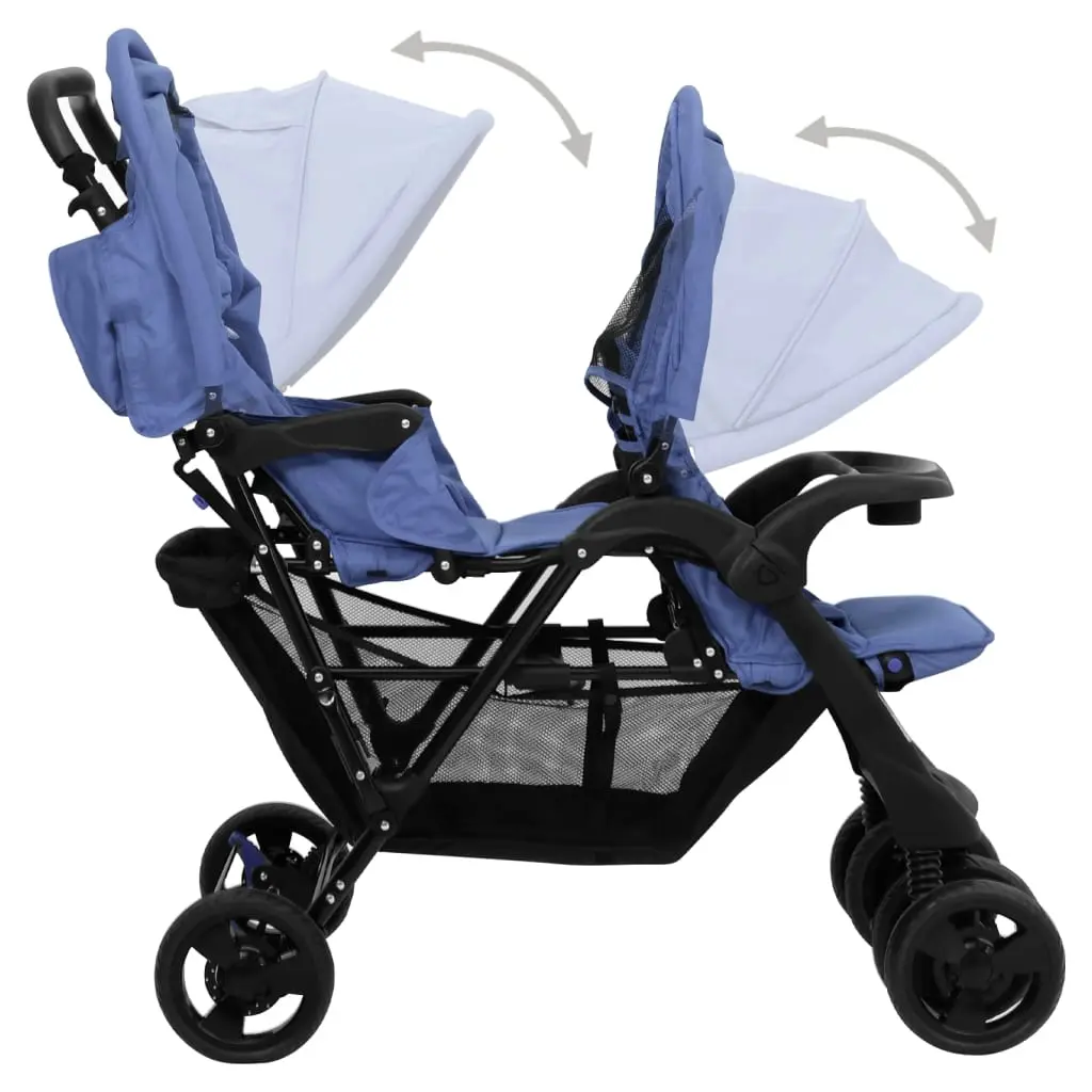 Carucior pentru gemeni VidaXL Tandem Twin 10350 (Navy Blue)