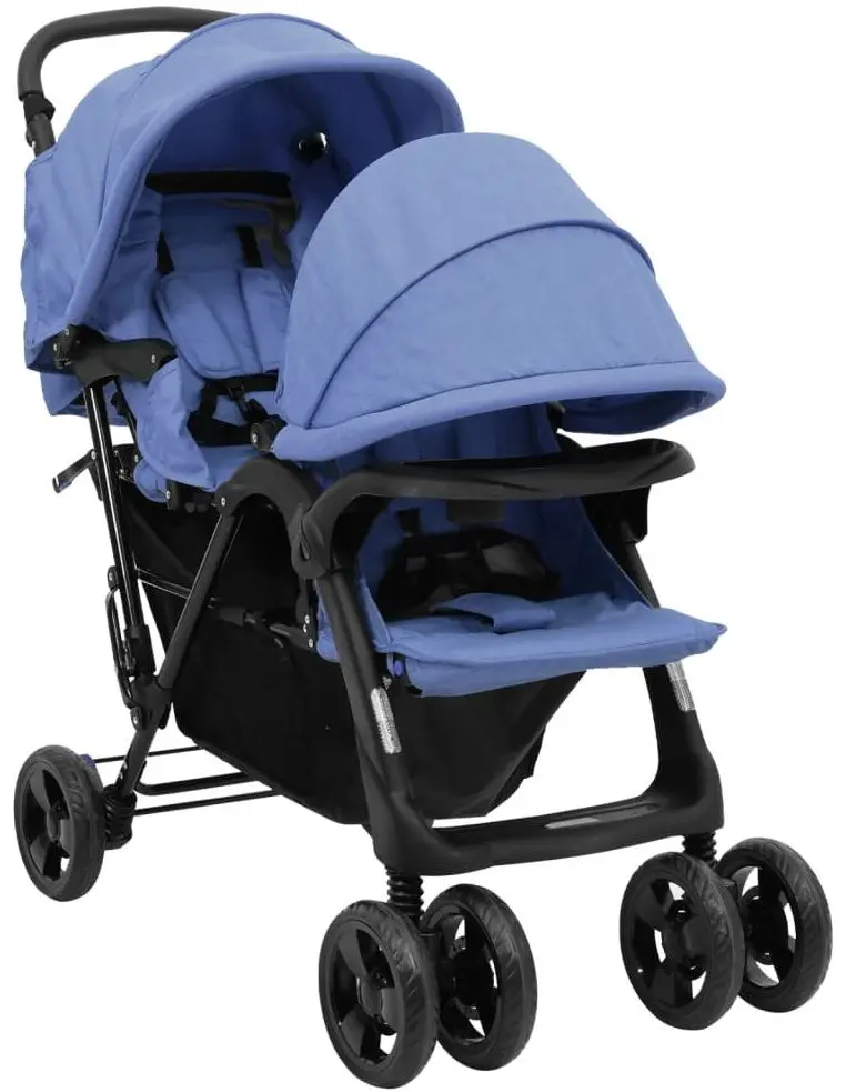 Carucior pentru gemeni VidaXL Tandem Twin 10350 (Navy Blue)