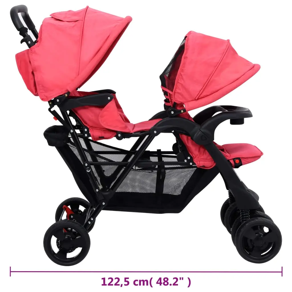 Коляска для двойни VidaXL Tandem Twin 10351 (Red)