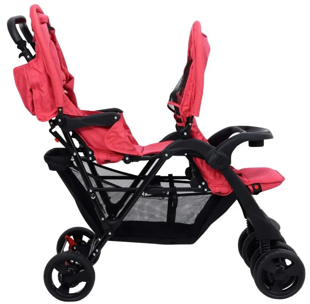 Коляска для двойни VidaXL Tandem Twin 10351 (Red)