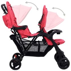 Коляска для двойни VidaXL Tandem Twin 10351 (Red) Thumb