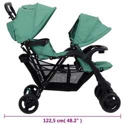 Коляска для двойни VidaXL Tandem Twin 10352 (Green) Thumb