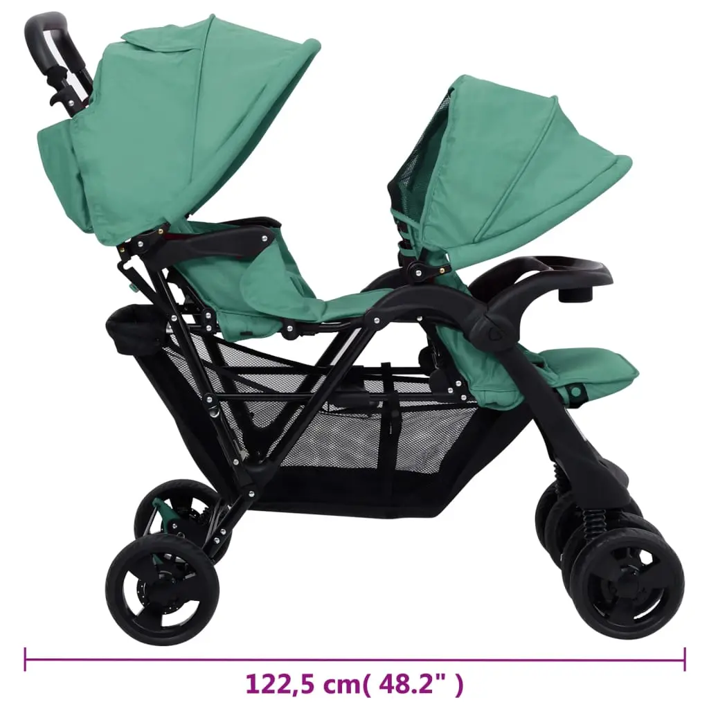 Коляска для двойни VidaXL Tandem Twin 10352 (Green)