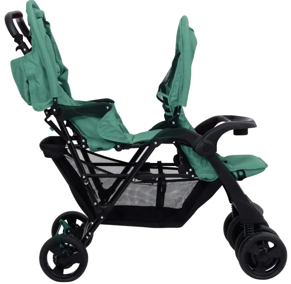 Коляска для двойни VidaXL Tandem Twin 10352 (Green)