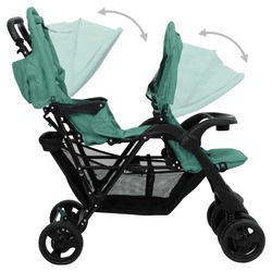 Коляска для двойни VidaXL Tandem Twin 10352 (Green) Thumb