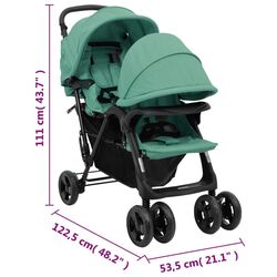Коляска для двойни VidaXL Tandem Twin 10352 (Green) Thumb