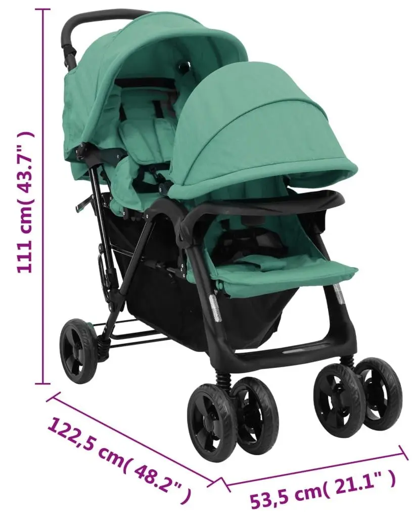 Коляска для двойни VidaXL Tandem Twin 10352 (Green)