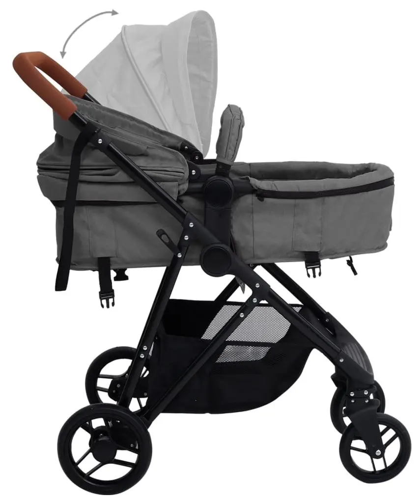 Carucior modular 2in1 VidaXL 10335 (Light Grey/Black)