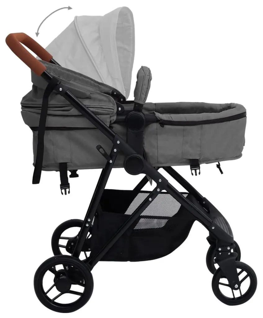 Carucior modular 3in1 VidaXL 10329 (Light Grey/Black)