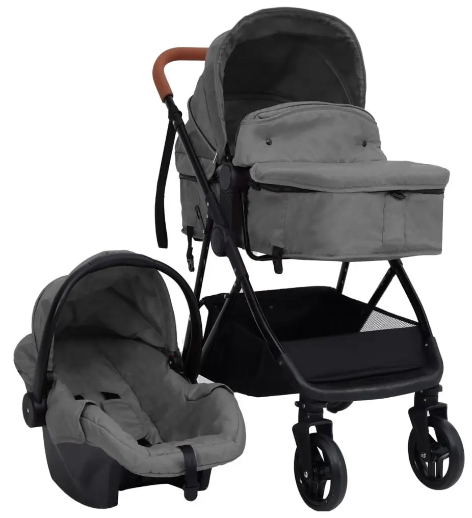 Carucior modular 3in1 VidaXL 10329 (Light Grey/Black)