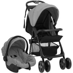 Carucior modular 3in1 VidaXL 10389 (Light Grey/Black)