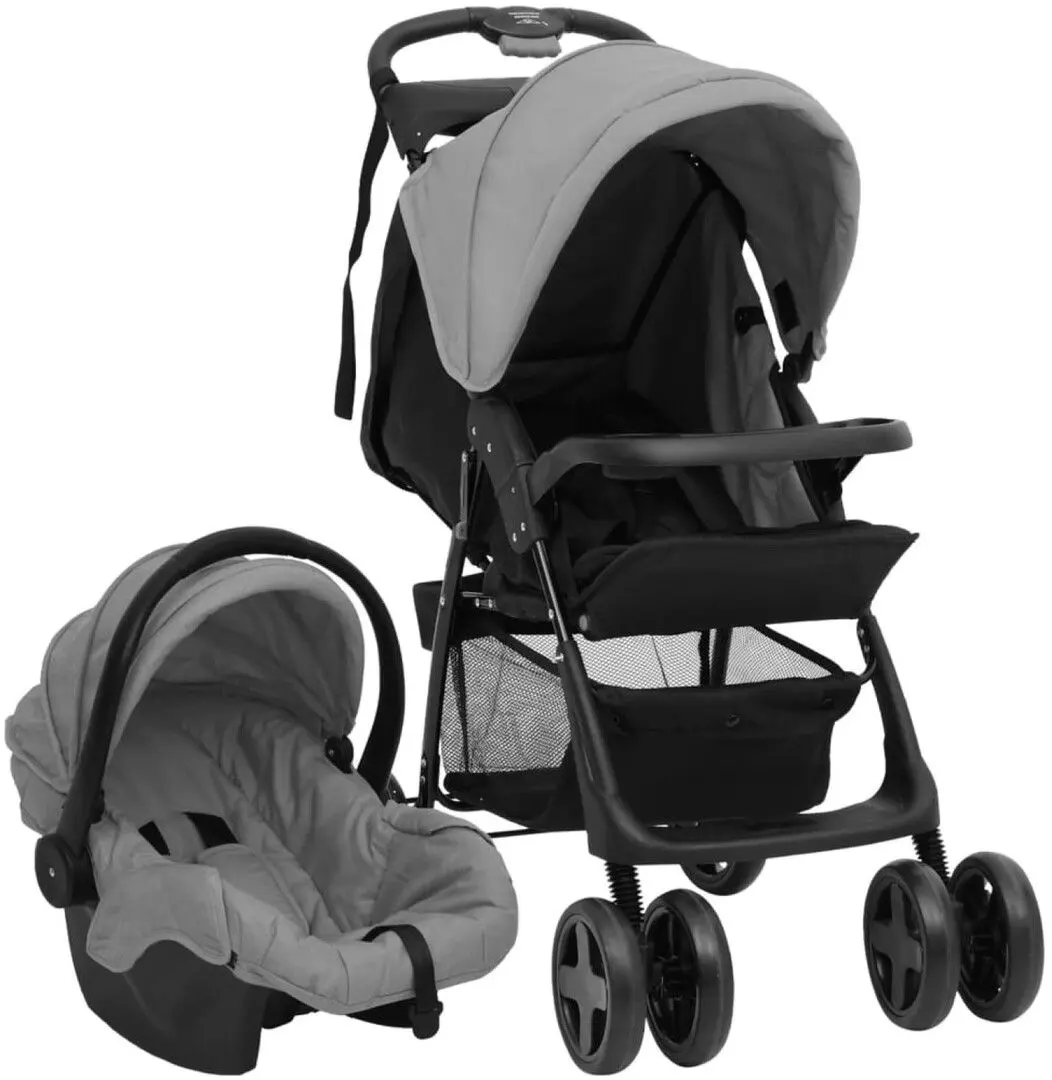 Carucior modular 3in1 VidaXL 10389 (Light Grey/Black)