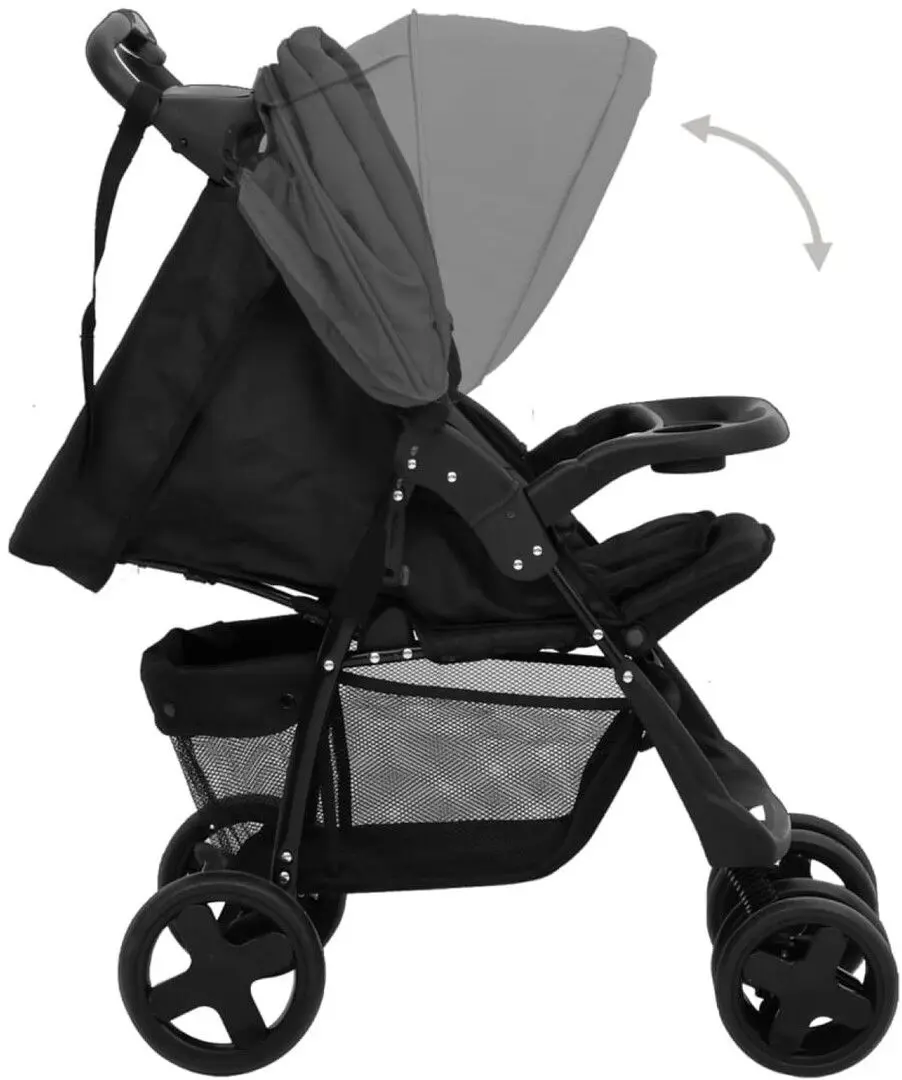Carucior modular 3in1 VidaXL 10390 (Dark Grey/Black)