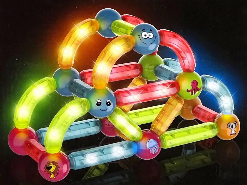 Constructor LeanToys Light Magnetic Sticks Blocks 14655 (Multicolor) - 2