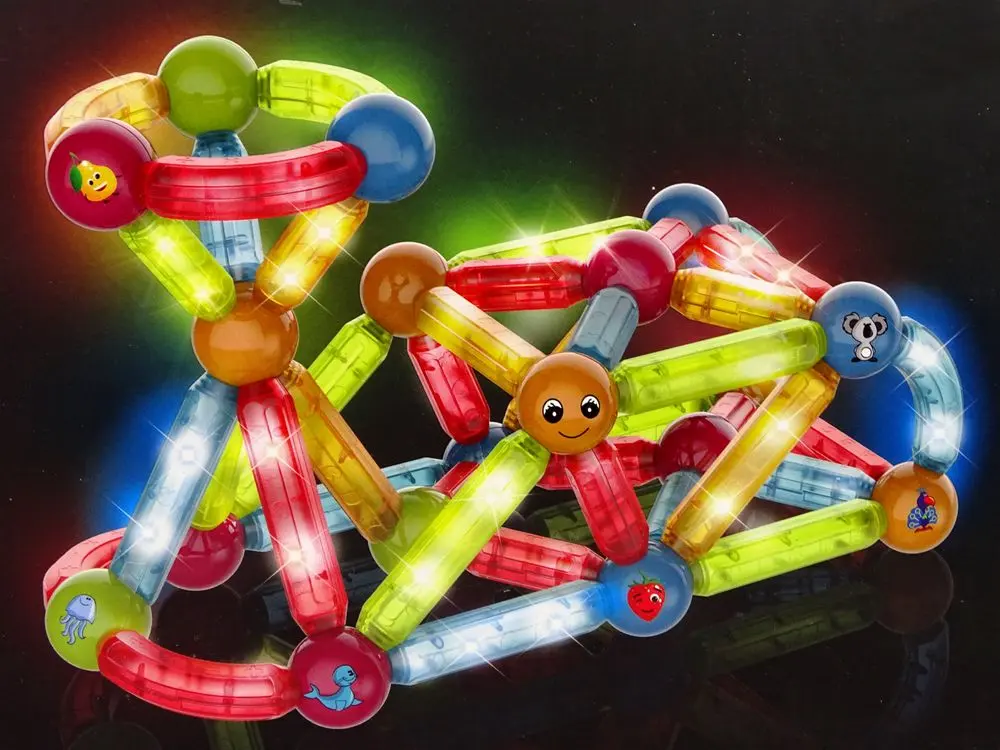 Constructor LeanToys Light Magnetic Sticks Blocks 14656 (Multicolor) - 3