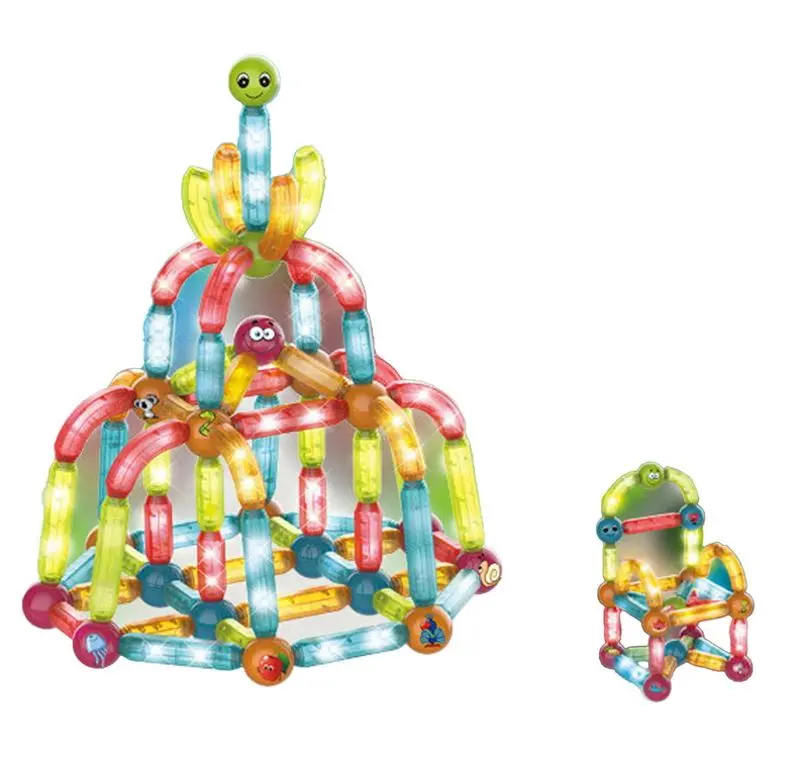 Constructor LeanToys Light Magnetic Sticks Blocks 14657 (Multicolor) - 2