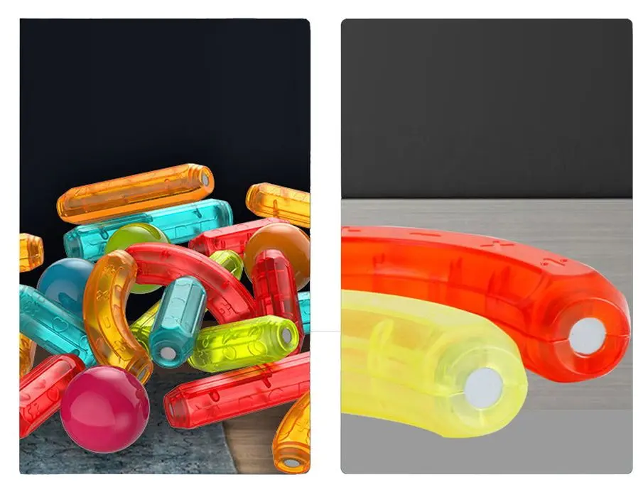 Constructor LeanToys Light Magnetic Sticks Blocks 14657 (Multicolor) - 4