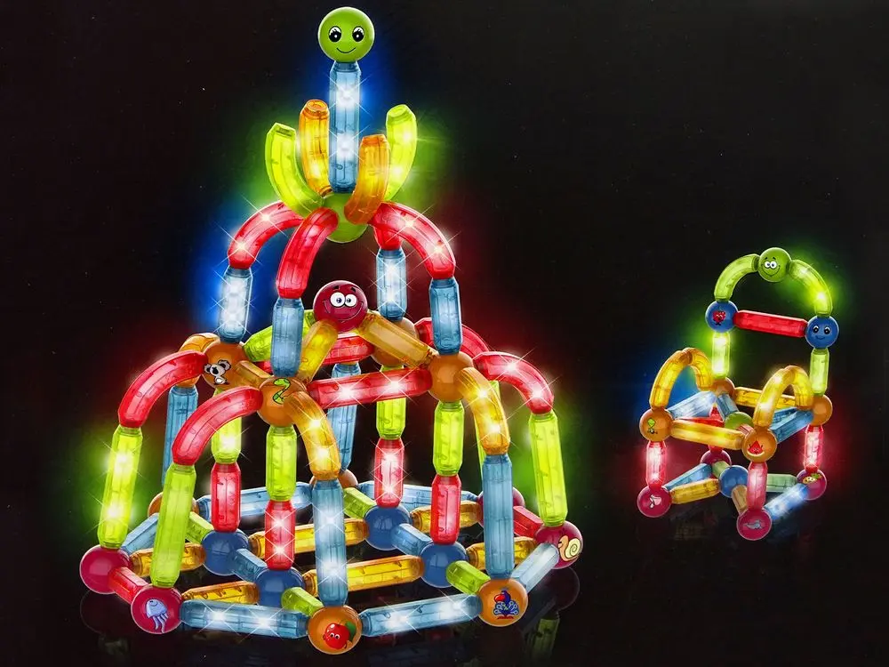 Constructor LeanToys Light Magnetic Sticks Blocks 14657 (Multicolor) - 5
