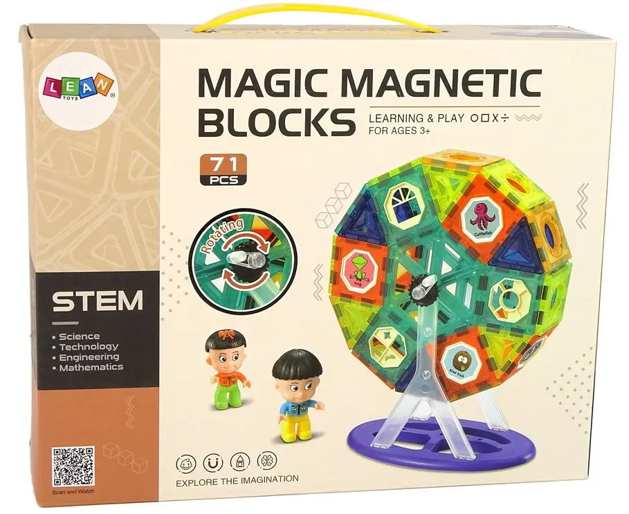 Constructor magnetic LeanToys Magic Magnetic Blocks 14644 (Multicolor) - 4
