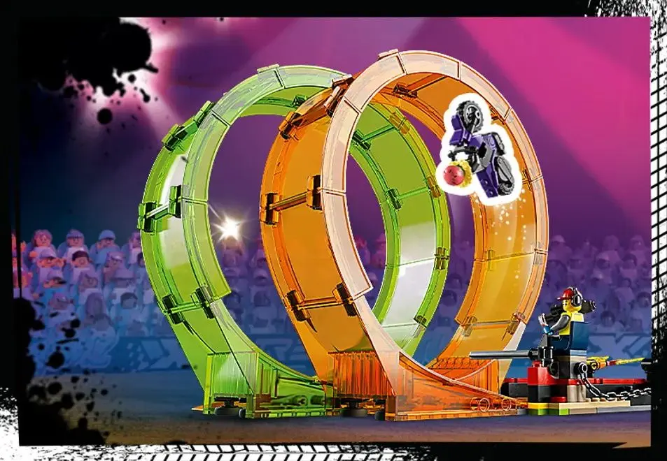 Constructor Lego City Double Loop Stunt Arena 60339 (Green/Orange) - 7