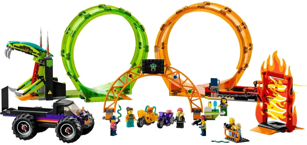 Constructor Lego City Double Loop Stunt Arena 60339 (Green/Orange)