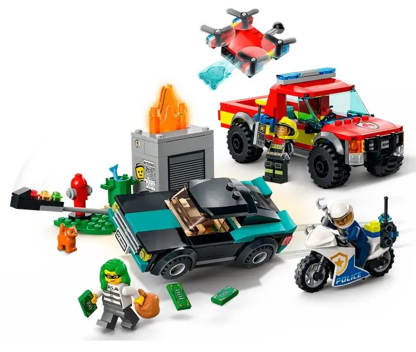 Constructor Lego City Fire Rescue & Police Chase 60319 (Multicolor) - 2