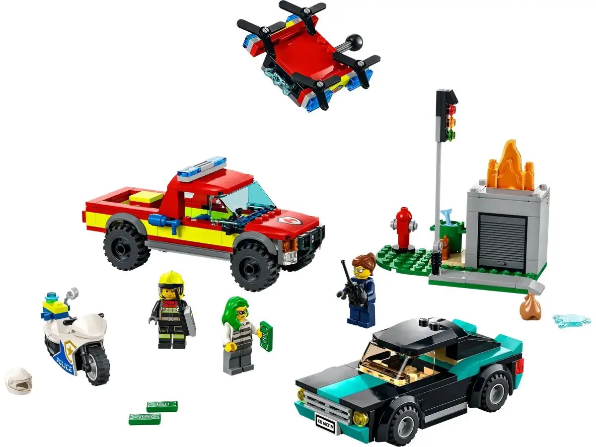 Constructor Lego City Fire Rescue & Police Chase 60319 (Multicolor)