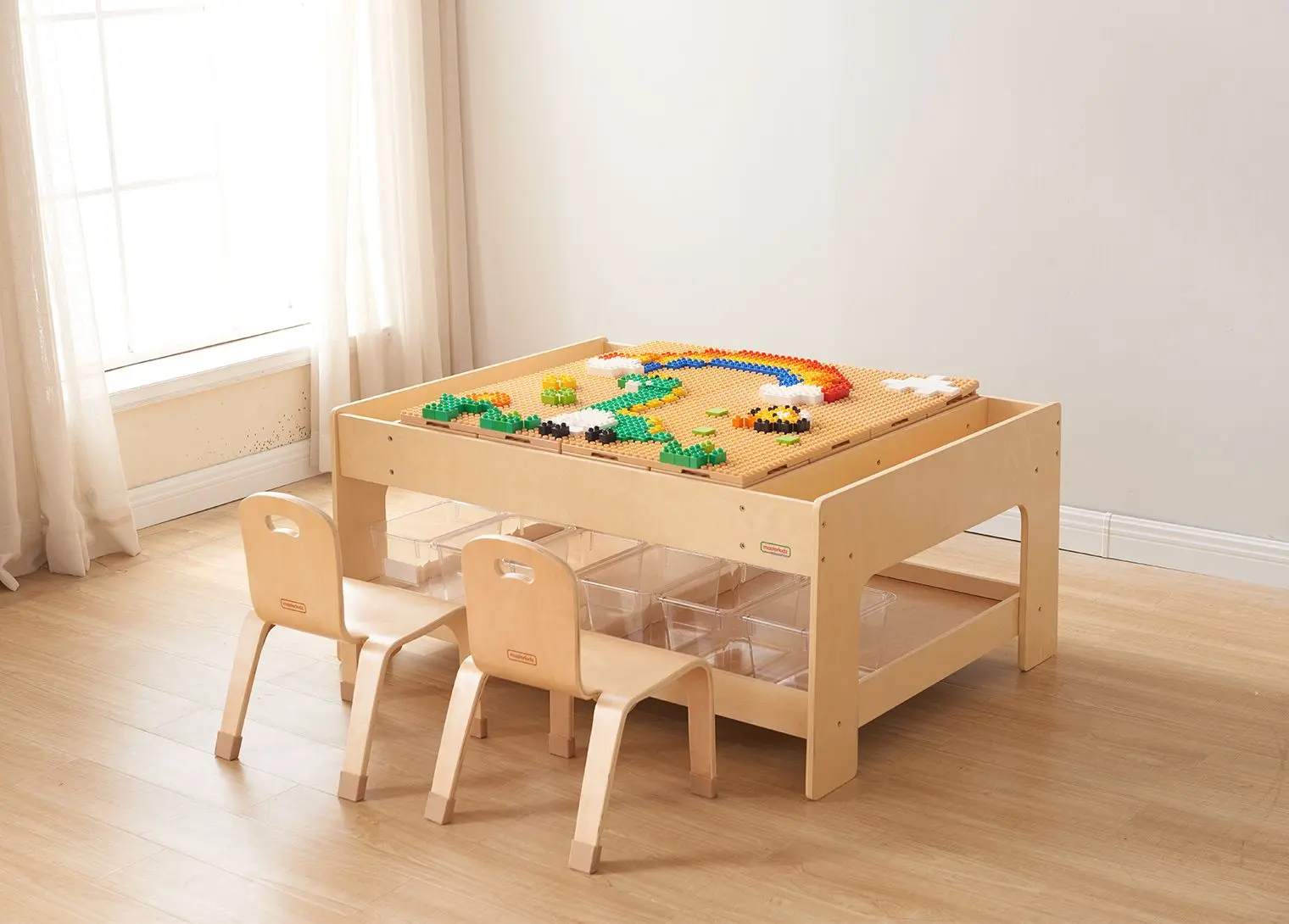 Masa cu constructor Masterkidz Activity Table ME25319-1 (Natural) - 8