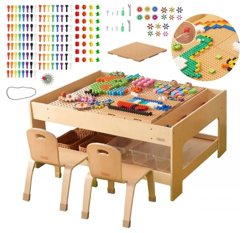 Masa cu constructor Masterkidz Activity Table ME25319-2 (Natural) - 6