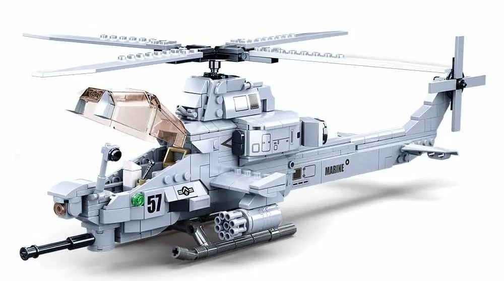 Constructor Sluban Model Bricks Attack Helicopter B0838 (Gray) - 2