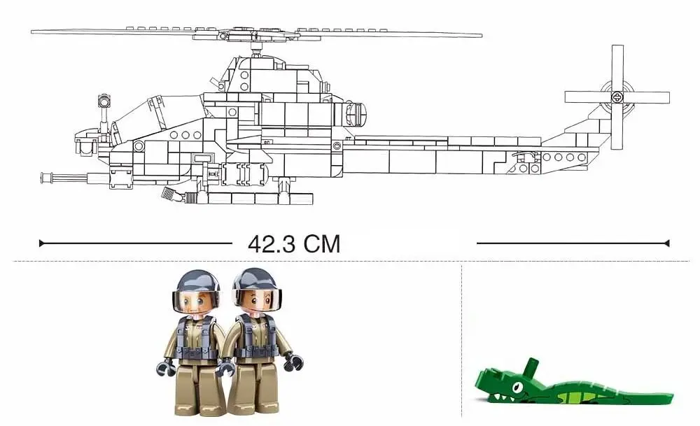 Constructor Sluban Model Bricks Attack Helicopter B0838 (Gray) - 3