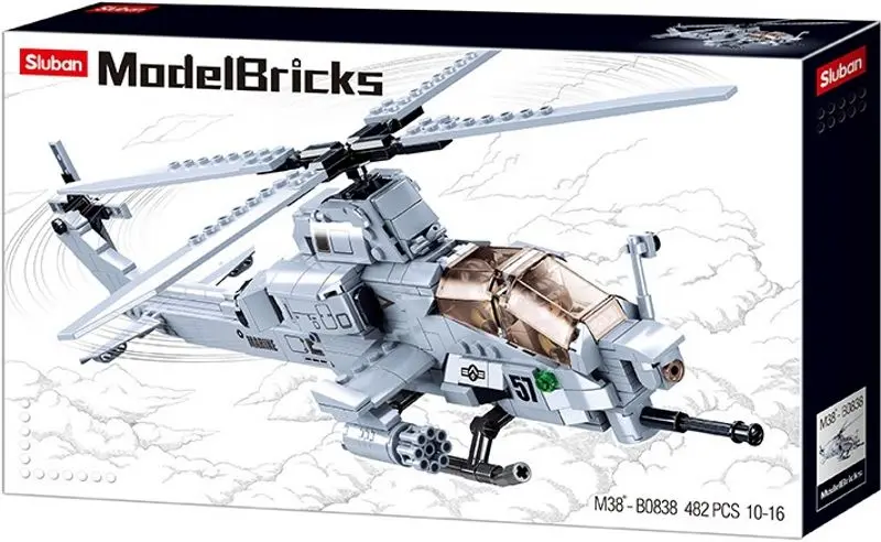 Constructor Sluban Model Bricks Attack Helicopter B0838 (Gray) - 4
