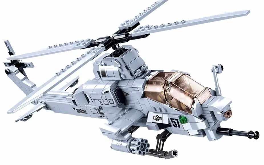 Constructor Sluban Model Bricks Attack Helicopter B0838 (Gray)