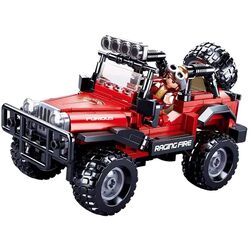 Constructor Sluban Model Bricks Car Club Off-Road Jeep Red M38-B0816