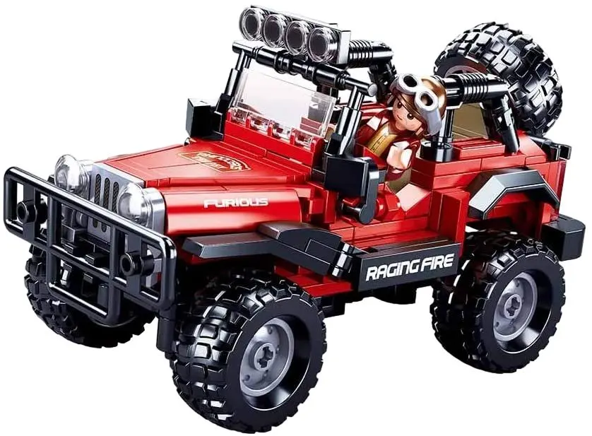 Constructor Sluban Model Bricks Car Club Off-Road Jeep Red M38-B0816