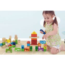 Constructor Viga Toys Wooden Blocks 50285 (Multicolor) Thumb